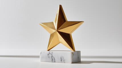 Golden Star-Shaped Trophy on Marble Base – Symbol of Achievement and Excellence