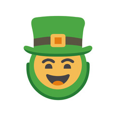 Smiling Cartoon Leprechaun Face with Green Hat Celebrating St. Patrick's Day