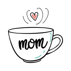 A simple yet adorable drawing of a cup that says Mom