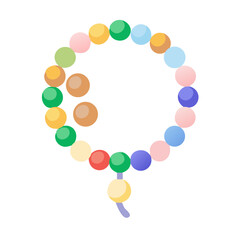 Colorful Beaded Bracelet with Tassel on a White Background Isolated