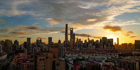 shanghai sunset over the city