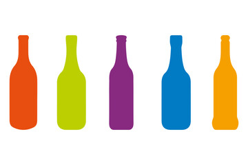Wine Bottle Silhouette Set Design