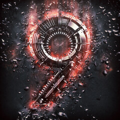 Number 9. High-tech burning alphabet in cyberpunk style. Perfect for any