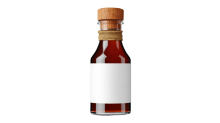 Fish sauce bottle with label mockup, isolated on white background