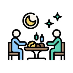 Elegant evening dinner with moon and stars and some great company