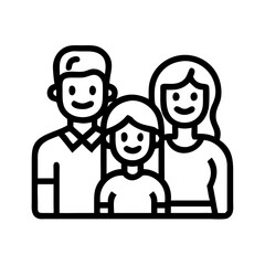Stylized family illustration showing parents and child with simplified, bold outlines