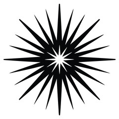 Fototapeta premium Black Star with Sharp Rays Pointing Outward on a White Backdrop Design