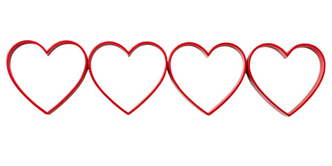 Four Red Heart Outline on a White Backdrop Celebrating Love and Affection with a Simple Valentine's Day Icon
