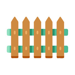 Simple Vector Illustration of a Rustic Wooden Fence with Mint Green Supports