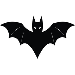 Silhouette of a Bat with Spread Wings for Halloween Designs