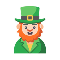 Stylized Cartoon Leprechaun Wearing a Green Top Hat for Saint Patrick's Day
