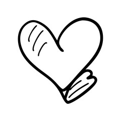 Simple heart outline sketch with additional design lines on the left side