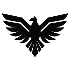 Stylized Black Eagle with Geometric Wings Spread, Emblematic Bird Symbol