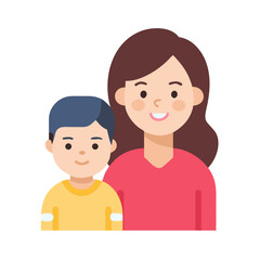 Stylized Illustration of a Mother and Son Bonding with Warm Smiles