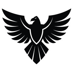 Obraz premium Stylized Silhouette Illustration of Eagle with Spread Wings Isolated on White Design