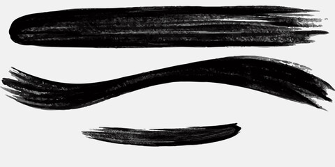 Black Brush strokes isolated on white background. Brush strokes grunge background. Vector brush stroke texture. Black ink, paint splatter.