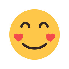 A cheerful yellow emoji with heart eyes, love and happy expression