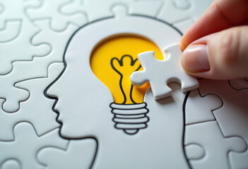 Creative Process, Idea Generation, Office Desk, Digital Illustration, Conceptual Environment, Close-up View, Problem Solving Concept