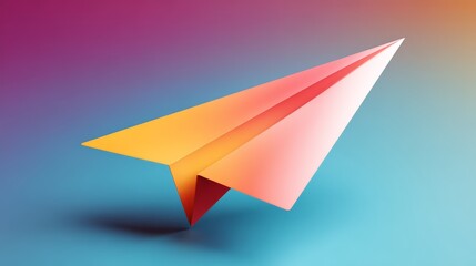 Colorful paper airplane on a gradient background, symbolizing creativity and flight.