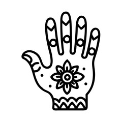 Fototapeta premium Black and White Henna Hand Design with Intricate Floral Patterns