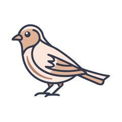 Stylized illustration of a small bird with earth tone color palette