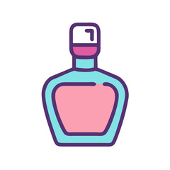 Cute pastel perfume bottle illustration with thick outline on white background