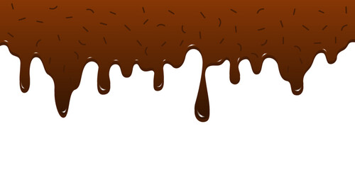Realistic dripping brown chocolate with sprinkles illustration isolated on white background. World Chocolate Day celebration element