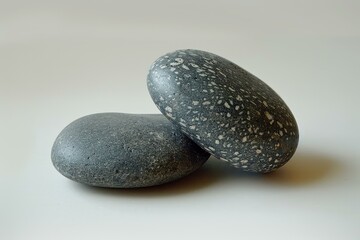 Two gray stones with different textures are creating a peaceful and zen atmosphere
