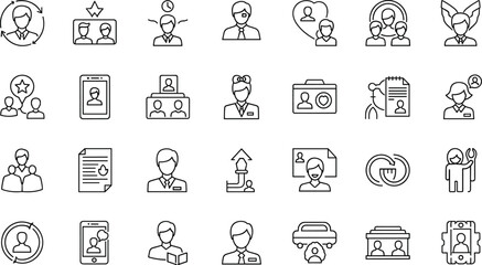 Unique, Individuality line icon set. Vector pictograms of personal identity, creativity, distinctiveness, highlighting diverse, self-expression, adaptation