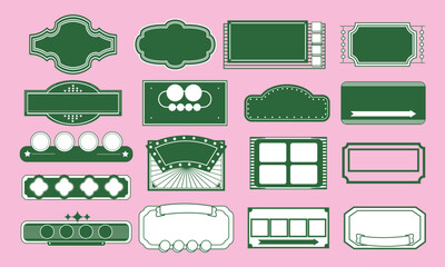 Set of vintage frames, collection of retro labels, badges and banners vector decorative elements © xue