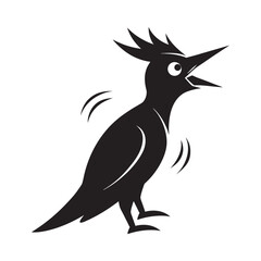 Woodpecker Drumming Loudly With Sound Lines