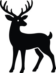 Silhouette deer stag isolated animal wildlife antler christmas vector Illustrator