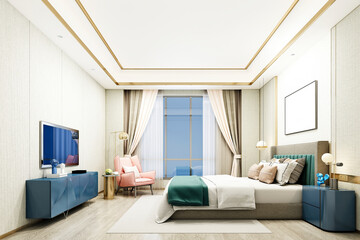 3d render modern bedroom
