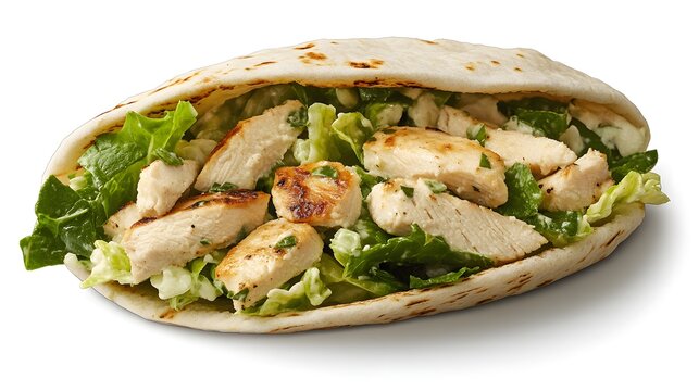Grilled Chicken Wrap with Fresh Vegetables and Soft Flatbread - Powered by Adobe