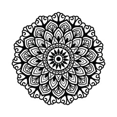 Intricate Mandala Design Vector   Black and White Floral Line Art for Coloring and Decor.