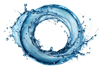 Fototapeta premium A dynamic circular splash of clear blue water creating a mesmerizing ring isolated on transparent background