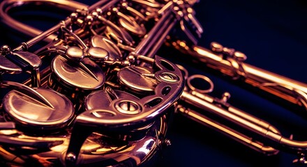 Obraz premium Elegant Brass Harmony Close-Up of Trumpet and Saxophone