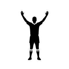 Silhouette Referee Signaling: A stark silhouette of a referee, arms raised in a clear signal, embodying authority and decision-making within the realm of sports.