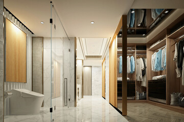 3d render luxury bathroom WC interior