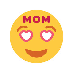I Love My Mom Emoji with Heart Eyes and a Smiling Face
