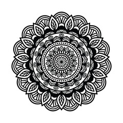 Intricate Mandala Design Vector   Black and White Floral Line Art for Coloring and Decor.