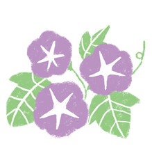 シンプルな朝顔のイラスト　クレヨンタッチ　紫