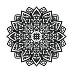 Intricate Mandala Design Vector   Black and White Floral Line Art for Coloring and Decor.