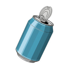 Blue Aluminum Soda Can with Open Lid Illustration Isolated Transparent PNG Image