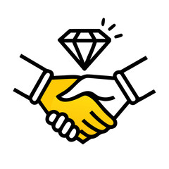 Handshake with Diamond hand drawing icon for web and graphic design