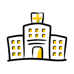 Hospital Building hand drawing icon for web and graphic design