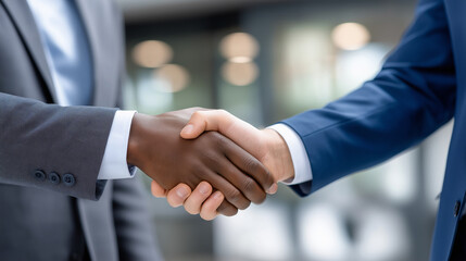 Business Professionals Shake Hands in Office Agreement Moment