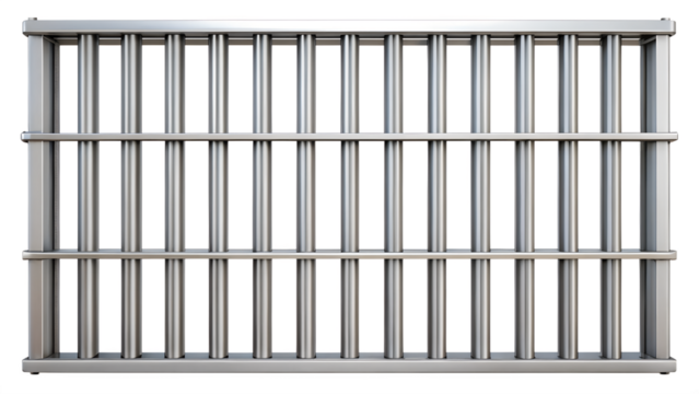Realistic Metal Jail Bars or Prison Bars Illustration on Transparent Background