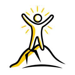 Person Celebrating Summit hand drawing icon for web and graphic design