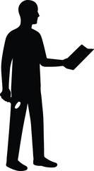 Silhouette man reading document holding magnifying glass vector Illustrator